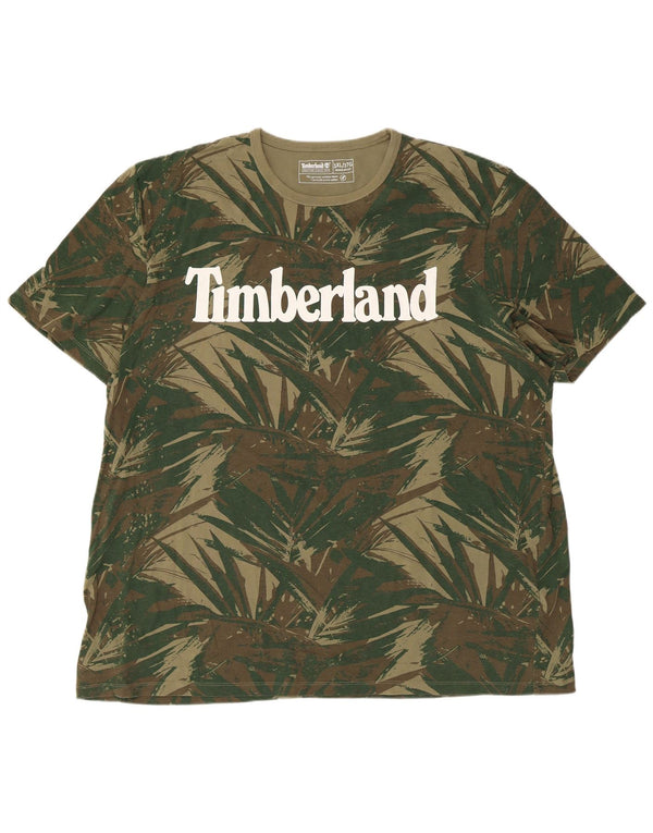 Timberland Herren-T-Shirt mit normaler Passform, Grafik, 3XL, Khaki, Blumenmuster, Baumwolle