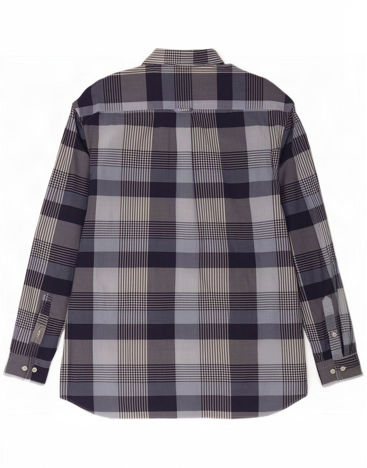 Gant Herren-Hemd, reguläre Passform, XL, marineblau, kariert, Baumwolle