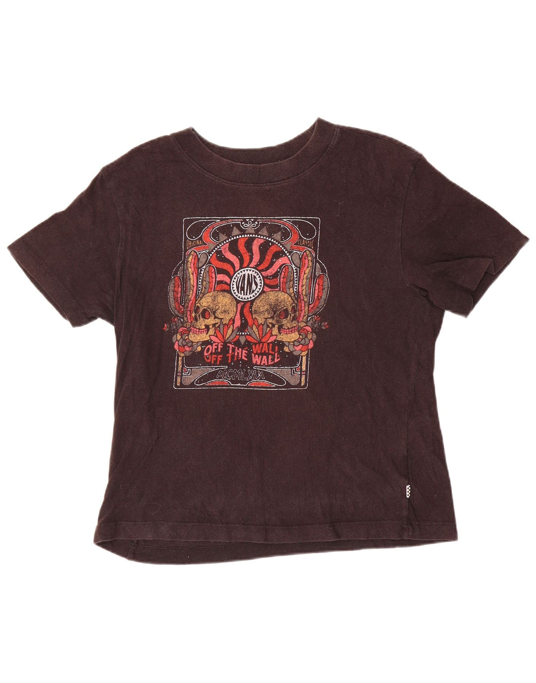 Vans Damen Grafik-T-Shirt-Oberteil UK 14 Medium Schwarz