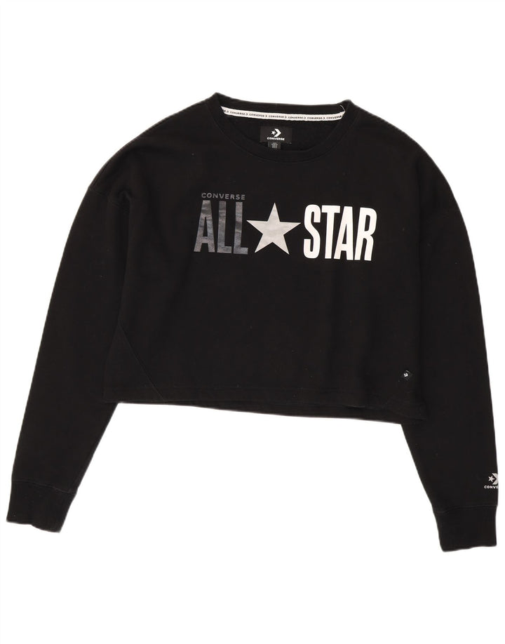 Converse Damen-Sweatshirt, übergroß, Crop Graphic, Gr. 14, mittelschwarz