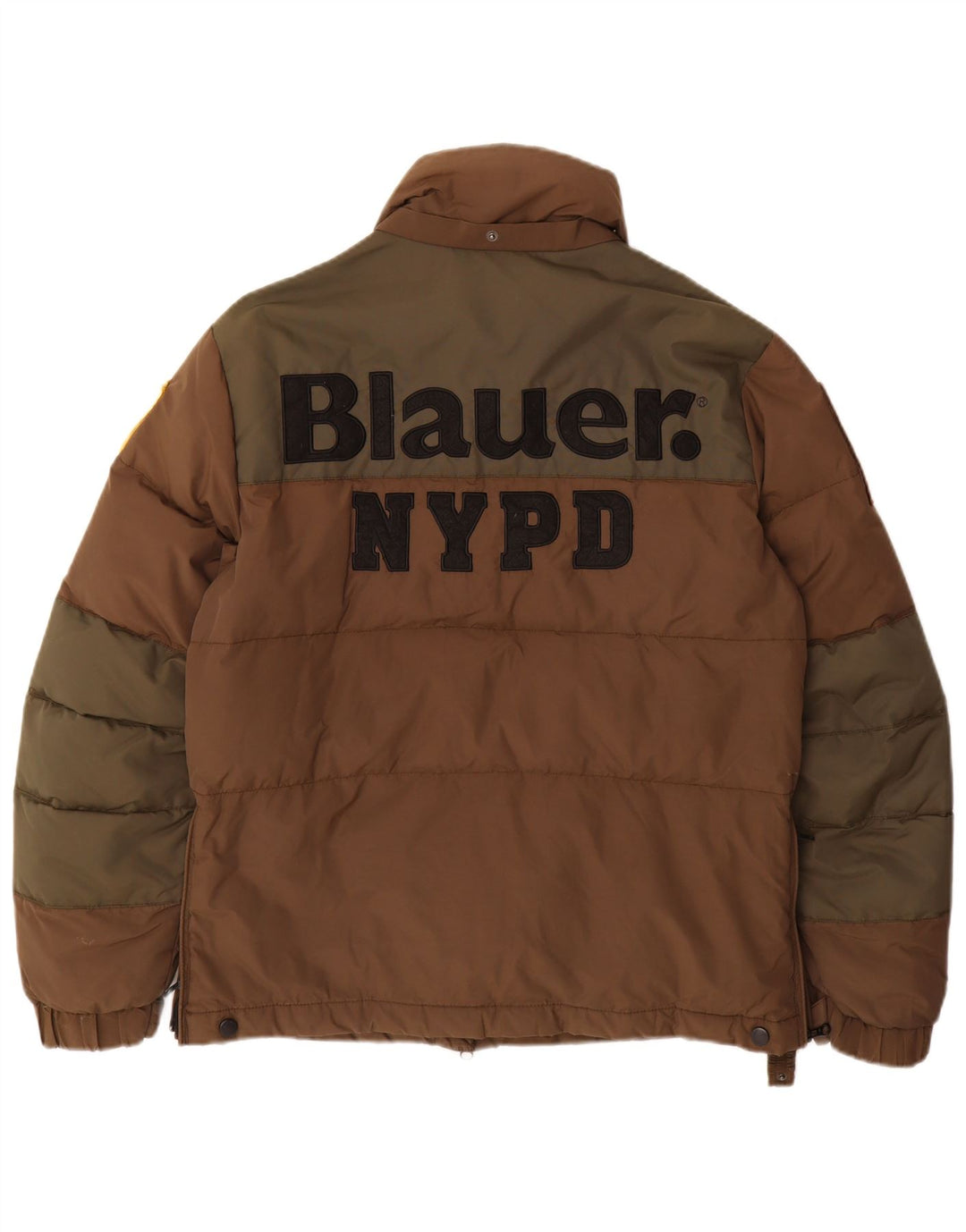 Blauer Mens Graphic Wattierte Jacke UK 38 Mittelbraunes Colourblock-Nylon
