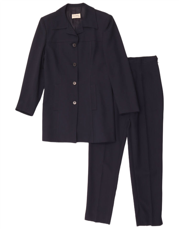 Vintage Damen 4-Knopf-2-teiliger Anzug IT 44 Medium W26 L28 Marineblau
