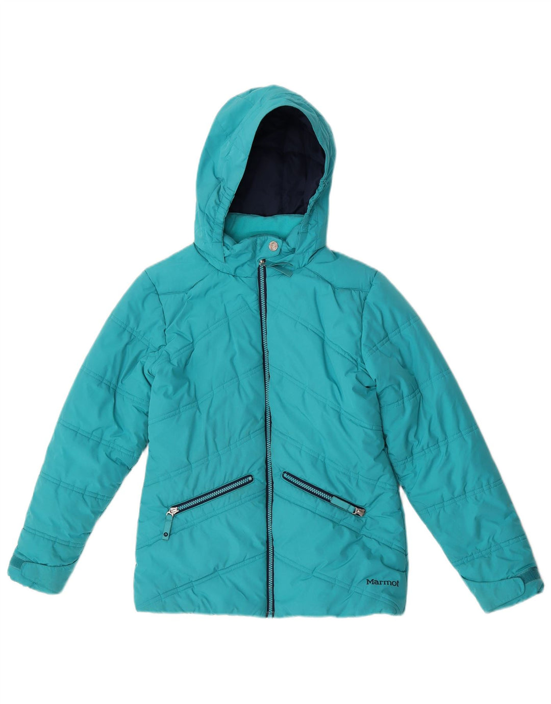 Marmot Wattierte Jacke mit Kapuze für Mädchen, 11–12 Jahre, groß, grün, Polyester