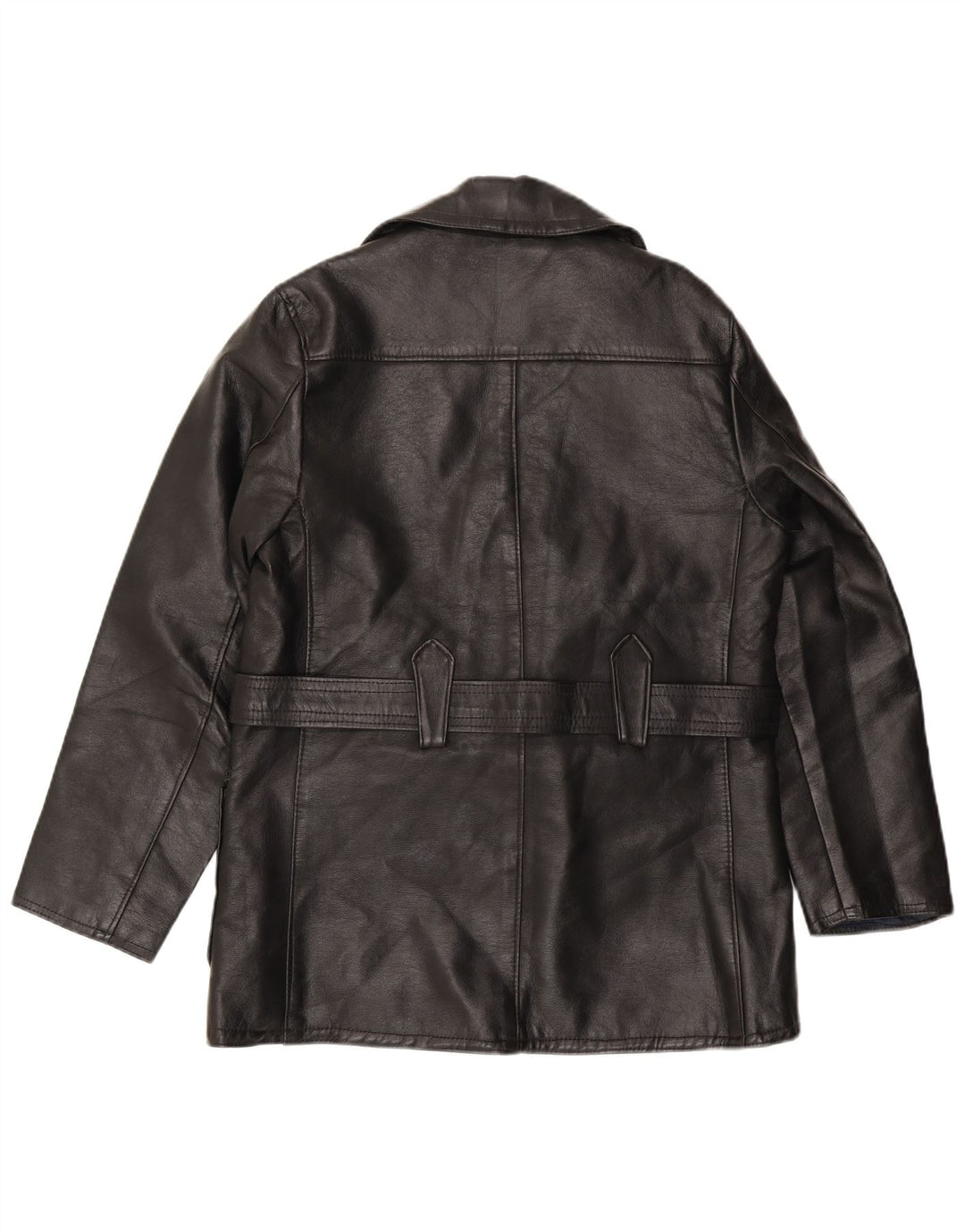 Vintage Herren Zweireihige Lederjacke UK 36 Kleines schwarzes Leder