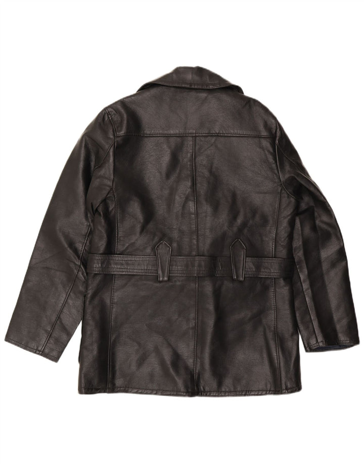 Vintage Herren Zweireihige Lederjacke UK 36 Kleines schwarzes Leder