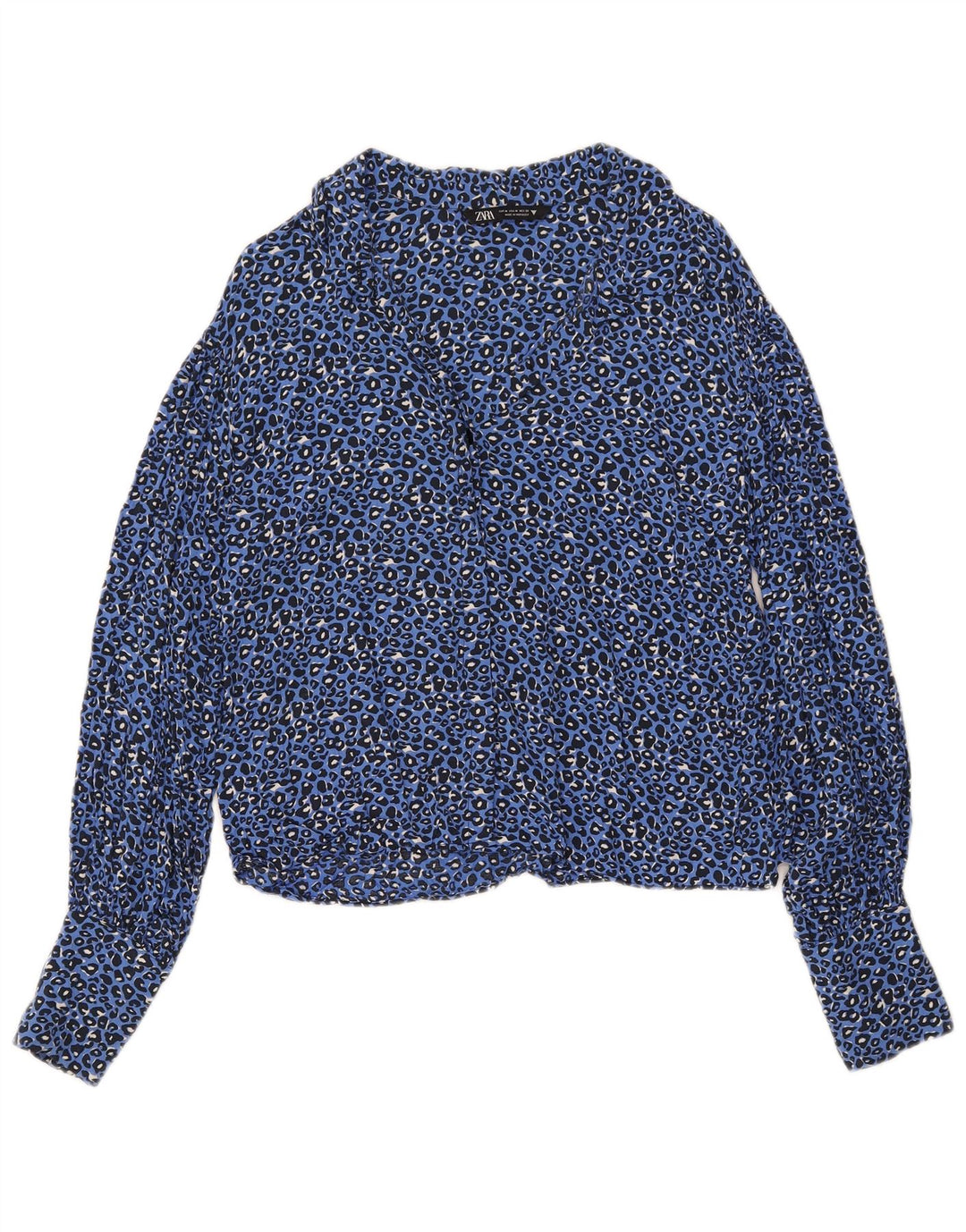 Zara Damen-Hemd UK 14 Mittelblaues Tiermuster