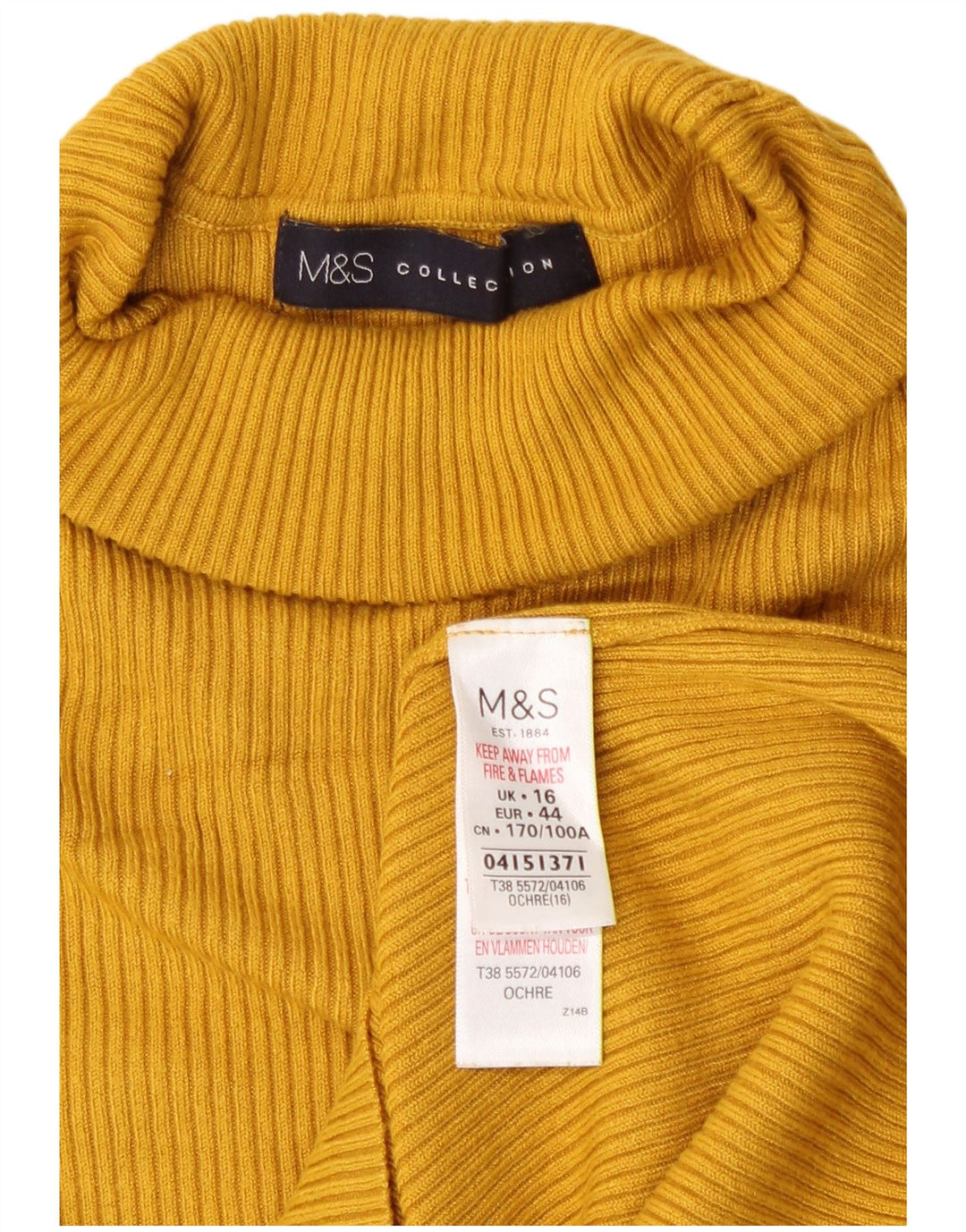 Marks & Spencer Rollkragenpullover für Damen, UK 16, Größe L, gelbe Viskose