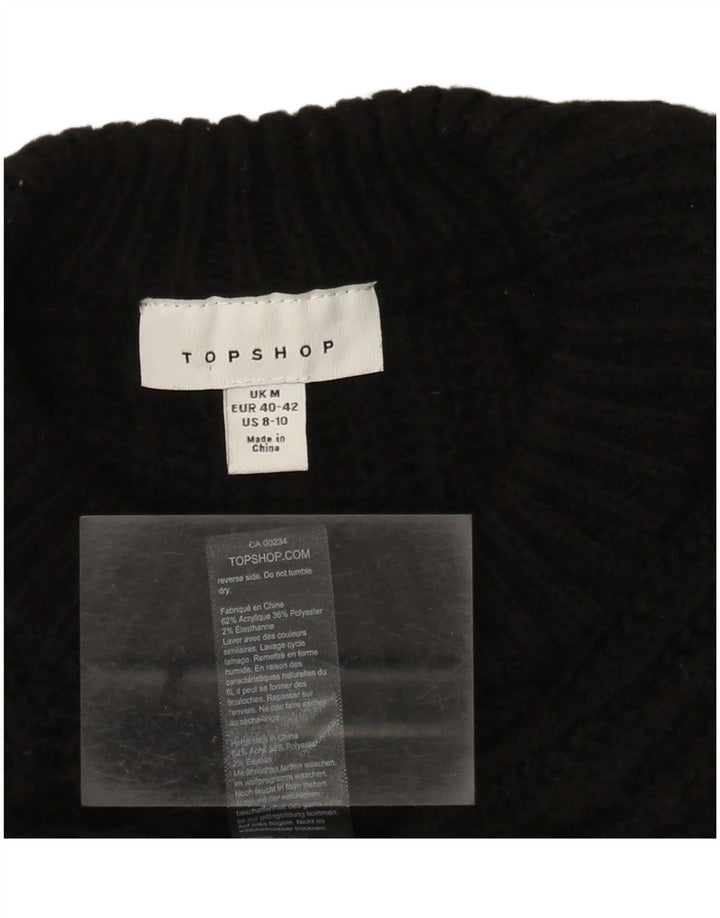 Topshop Damen-Pullover, bauchfrei, übergroß, Rundhalsausschnitt, Gr. 14, mittelschwarz