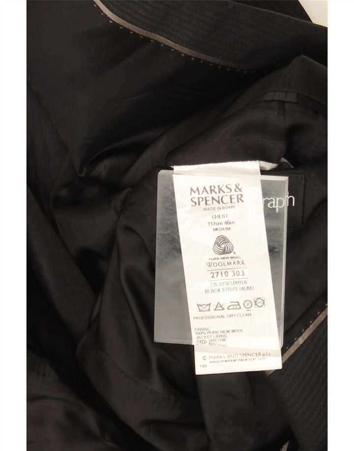 MARKS & SPENCER Herren-Blazer mit 2 Knöpfen, UK 38, Mittelschwarz, Nadelstreifen