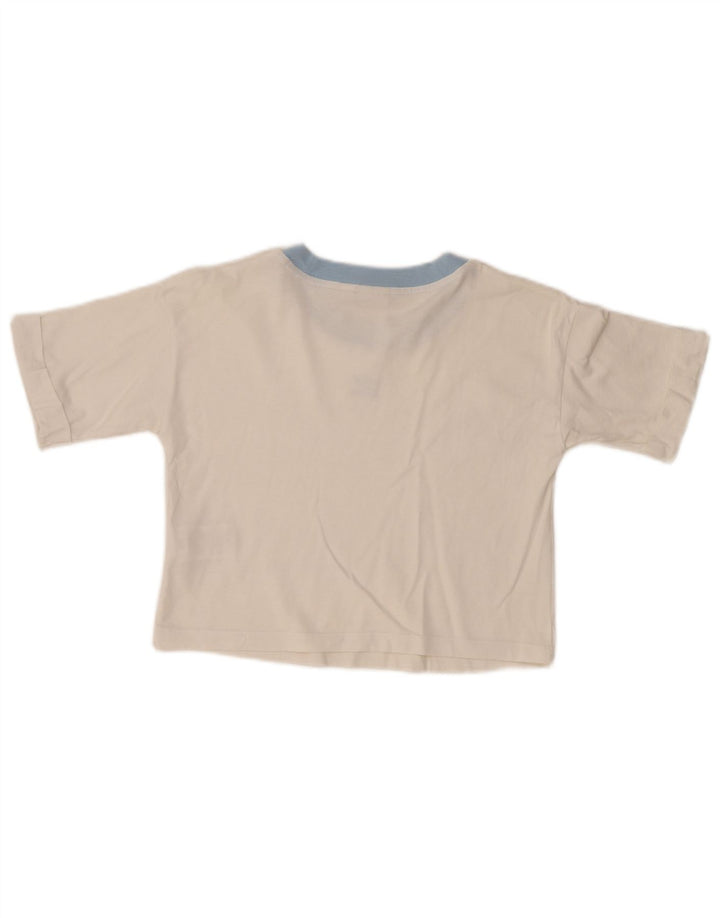 ADIDAS Damen Crop T-Shirt Top UK 10 Small Weiße Baumwolle