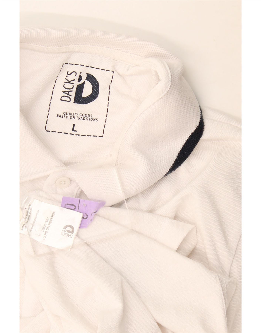 Dack's Herren-Poloshirt, große weiße Baumwolle