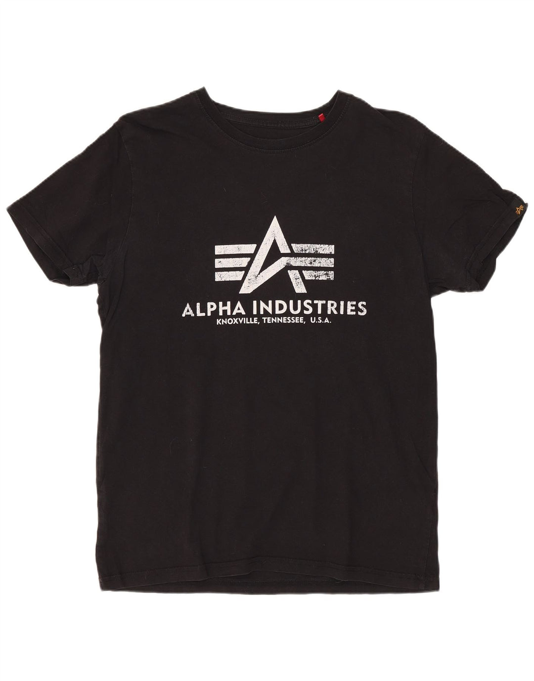 ALPHA INDUSTRIES Damen Grafik-T-Shirt Top UK 10 Small Schwarz Baumwolle