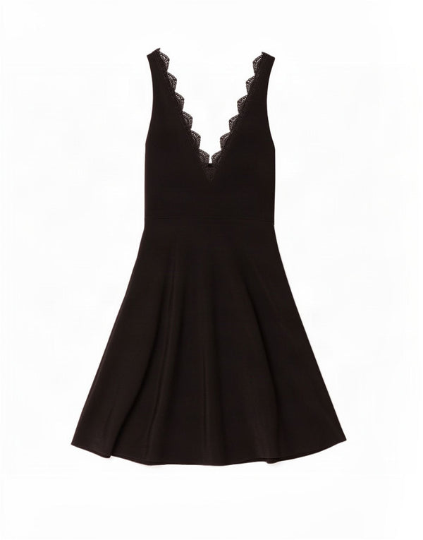 Zara Damen Ärmelloses A-Linien-Kleid UK 12 Mittelschwarze Viskose