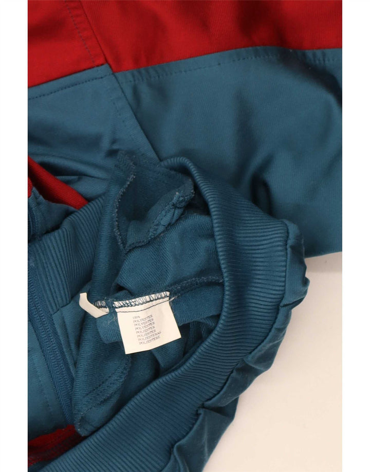 Vintage Herren-Trainingsanzug-Top-Jacke aus mittelblauem Colourblock-Polyester