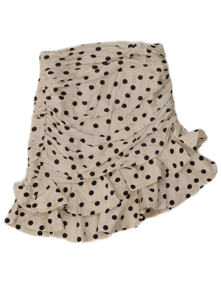 Zara Rüschenrock für Damen, Größe S, W26, gebrochenes Weiß, gepunktet