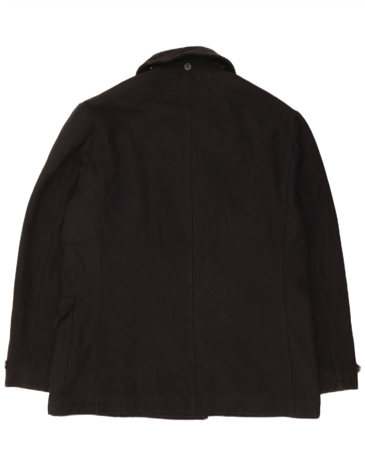 French Connection Herren Pea Coat UK 40 Große schwarze Wolle