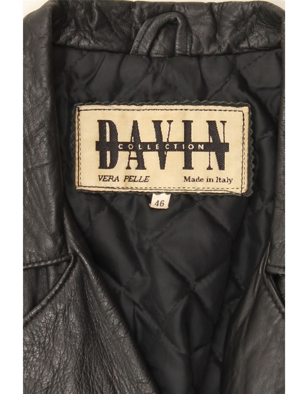 DAVIN Womens Leather Jacket IT 46 Large Black Leather Vintage Davin and Second-Hand Davin from Messina Hembry 
