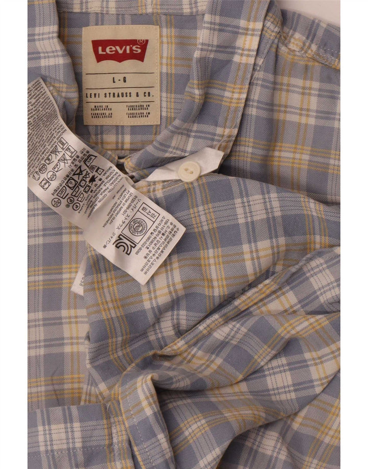 Levi's Herren-Kurzarmhemd, groß, blau kariert, Baumwolle