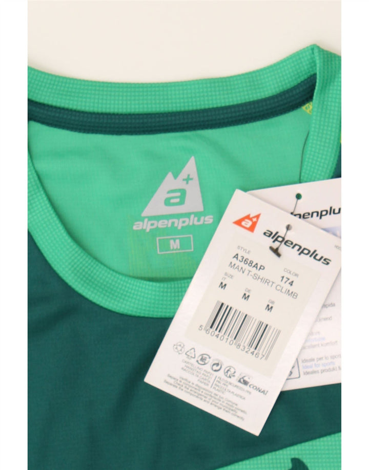 ALPENPLUS Mens Graphic T-Shirt Top Medium Green Colourblock Polyester Vintage Alpenplus and Second-Hand Alpenplus from Messina Hembry 