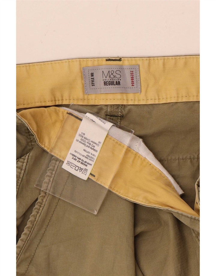 Marks & Spencer Herren-Cargoshorts mit normaler Passform, W36, Größe L, Khaki, Baumwolle
