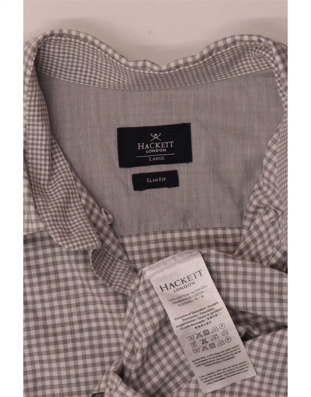 Hackett Herren Slim-Fit-Hemd, groß, grau kariert, Baumwolle