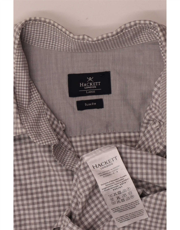 Hackett Herren Slim-Fit-Hemd, groß, grau kariert, Baumwolle