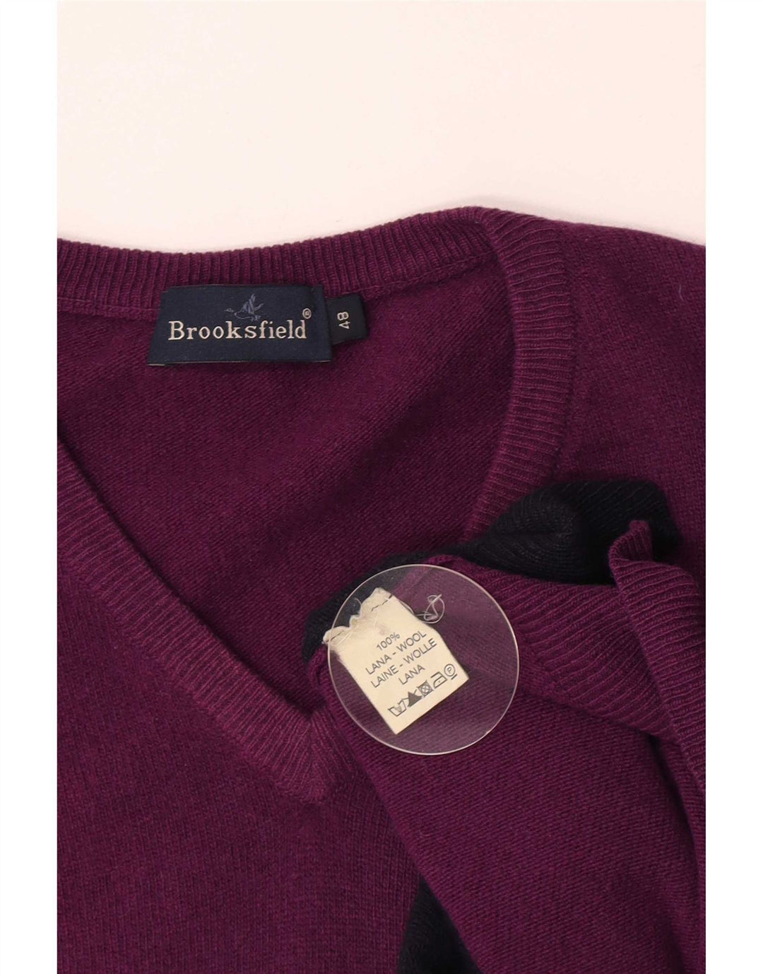 Brooksfield Herren-Pullover mit V-Ausschnitt, Größe 48, mittelviolett, Argyle/Diamant