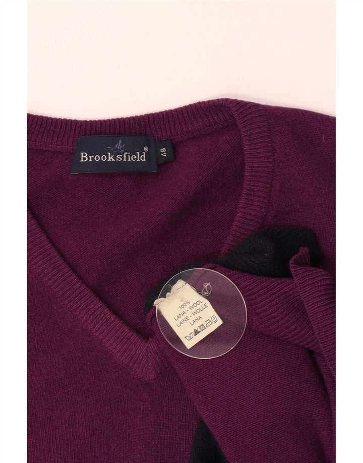 Brooksfield Herren-Pullover mit V-Ausschnitt, Größe 48, mittelviolett, Argyle/Diamant