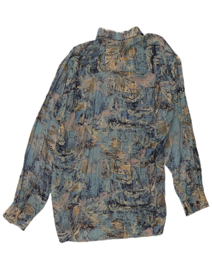 JAC TISSOT Herren Hemd mit abstraktem Muster Mittelblau