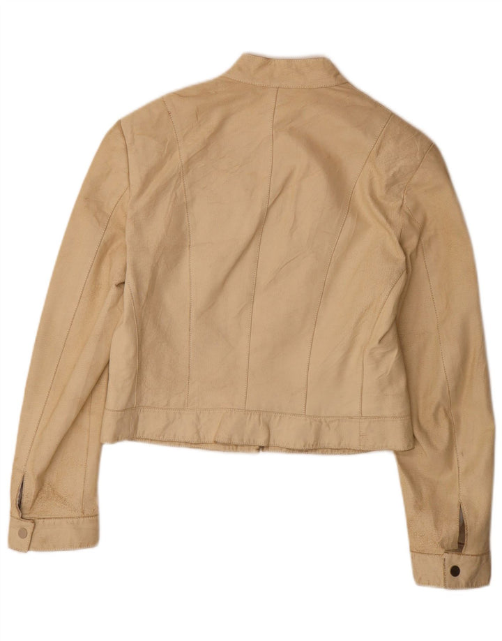 Donna Pelle Damen Crop Lederjacke IT 44 Mittelbeige
