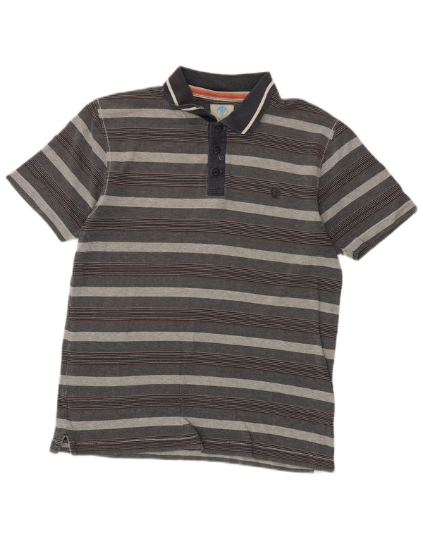 Fat Face Herren-Poloshirt aus mittelgrauer, gestreifter Baumwolle