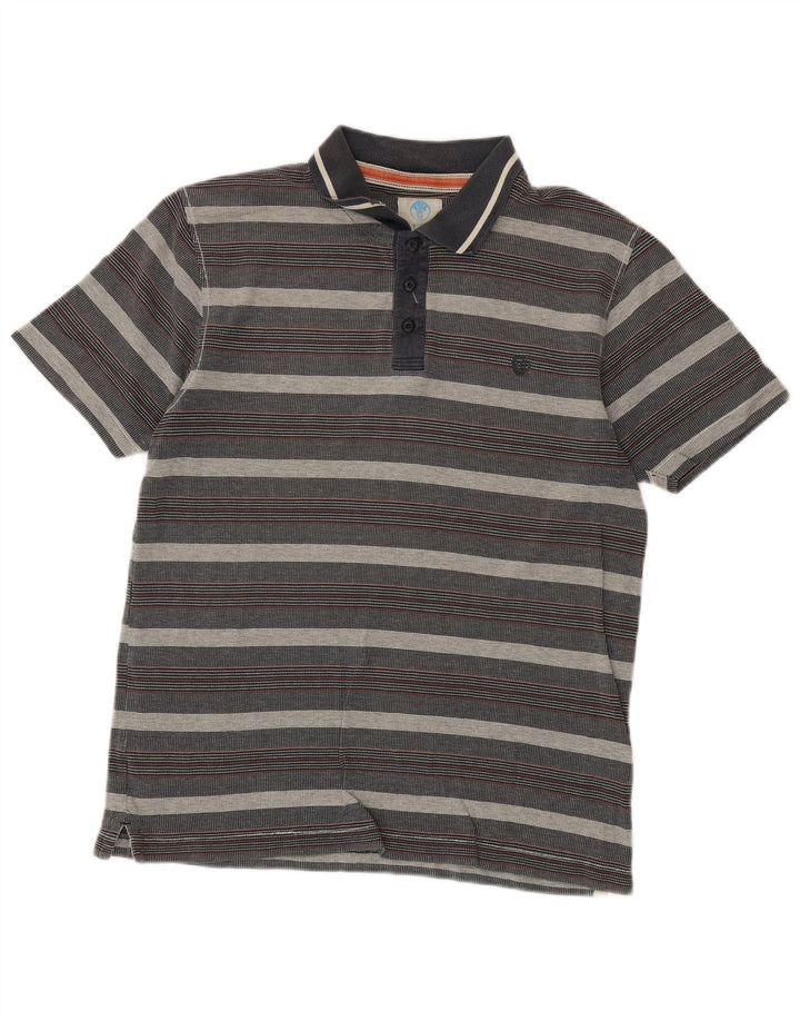 Fat Face Herren-Poloshirt aus mittelgrauer, gestreifter Baumwolle