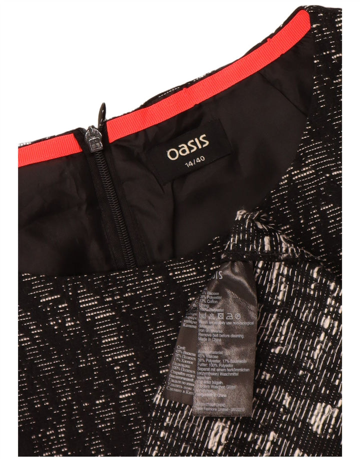 Oasis A-Linien-Kleid für Damen, UK 14, Mittelschwarz gefleckte Viskose