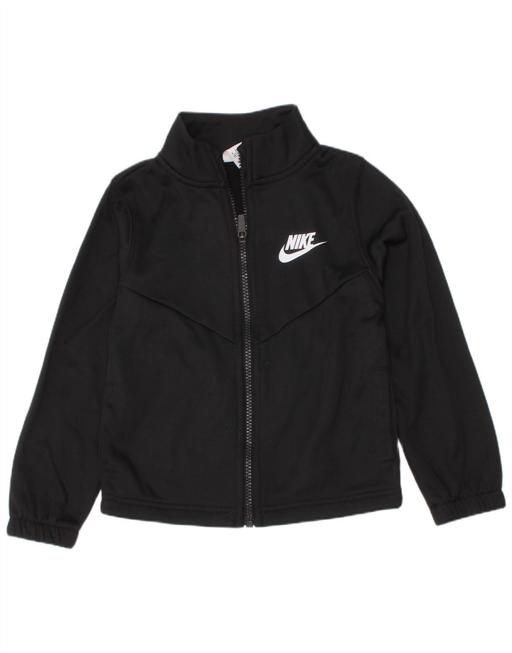 Nike Jungen-Trainingsanzugoberteil mit Grafik, 3–4 Jahre, XS, schwarzes Polyester