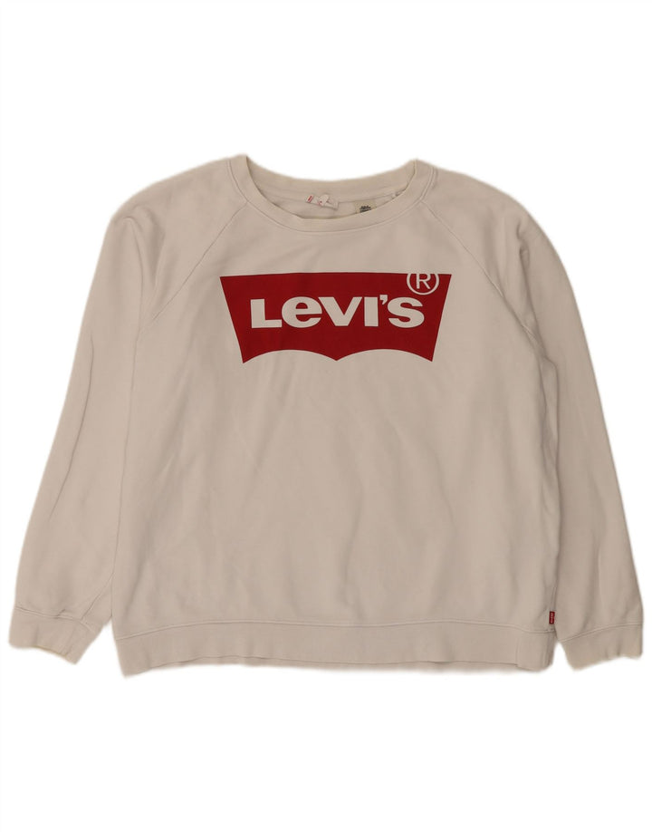 Levi's Damen-Sweatshirt mit Grafik-Übergröße, Größe UK 16, Größe L, weiße Baumwolle