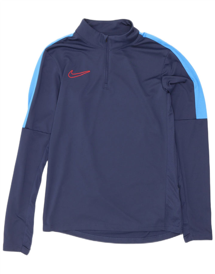 Nike Herren-Dri-Fit-Oberteil mit Reißverschluss, langärmelig, Größe S, Marineblau, Farbblock