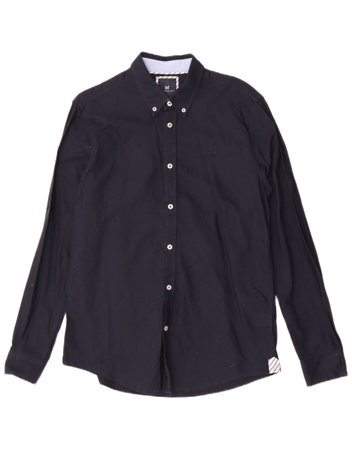 Crew Clothing Herren-Slim-Fit-Hemd aus mittlerer marineblauer Baumwolle