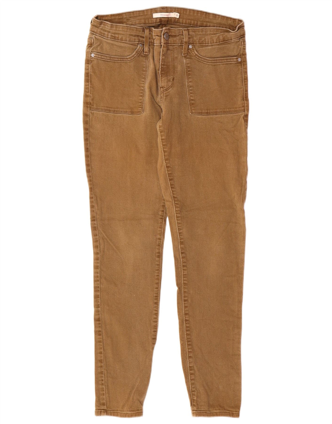 LEVI'S Damen 711 Skinny Jeans W27 L28 Beige Baumwolle