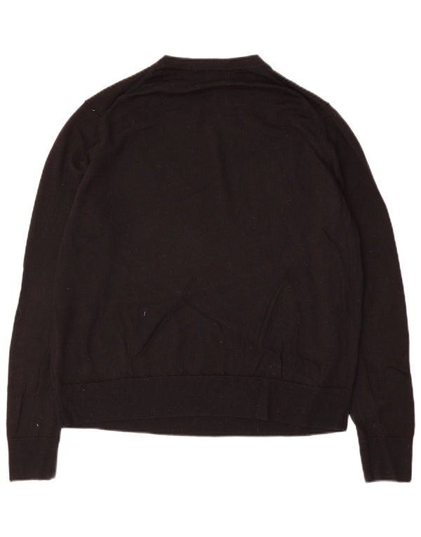 Marks & Spencer Damen-Pullover mit Rundhalsausschnitt, UK 14, Größe L, schwarze Wolle