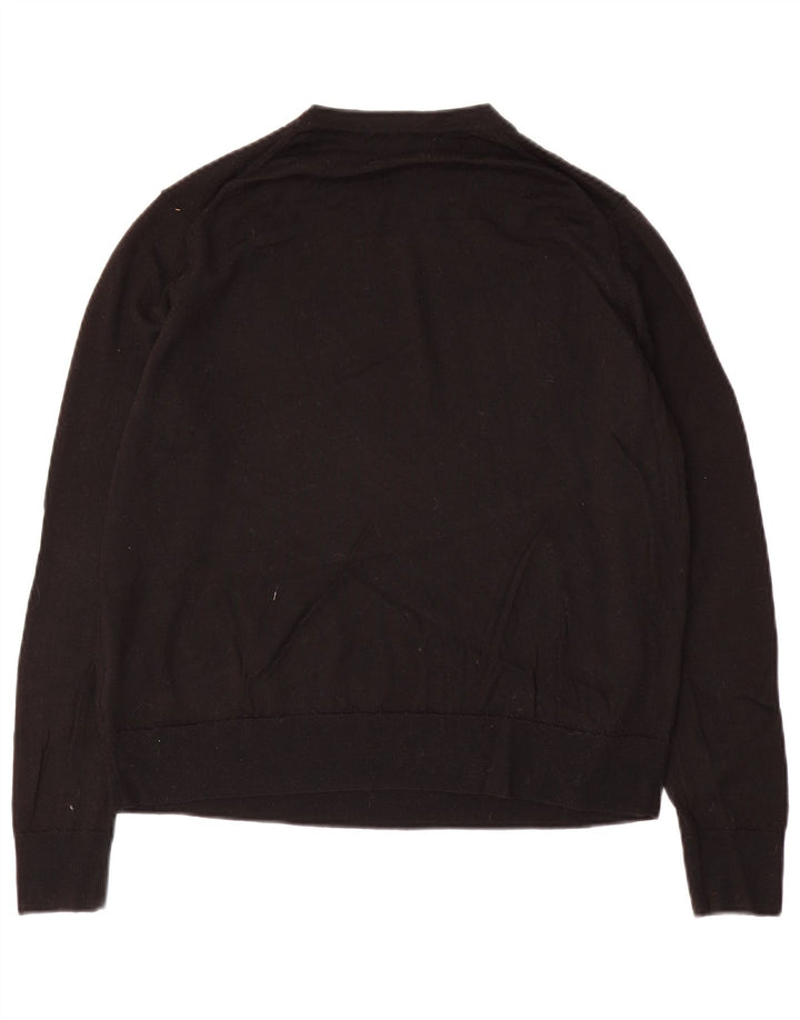 Marks & Spencer Damen-Pullover mit Rundhalsausschnitt, UK 14, Größe L, schwarze Wolle