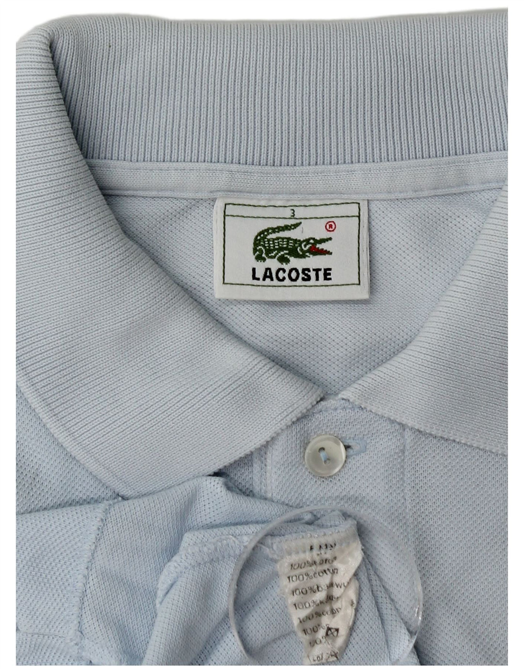 Lacoste Herren-Poloshirt, Größe 3, klein, blaue Baumwolle