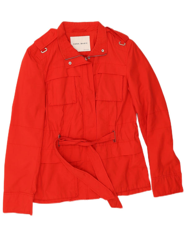Zara Damen Militär-Utility-Jacke UK 12 Mittelrote Baumwolle