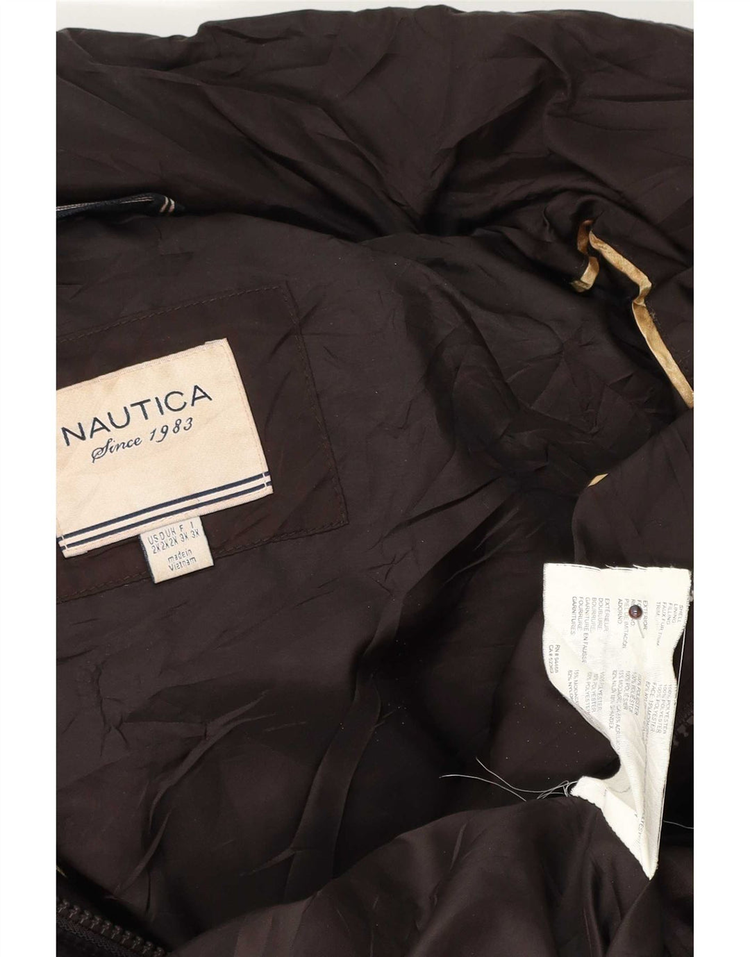 Nautica Wattierte Damenjacke mit Kapuze, UK 20 2XL, braunes Polyester