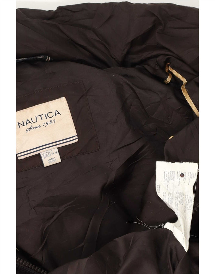 Nautica Wattierte Damenjacke mit Kapuze, UK 20 2XL, braunes Polyester