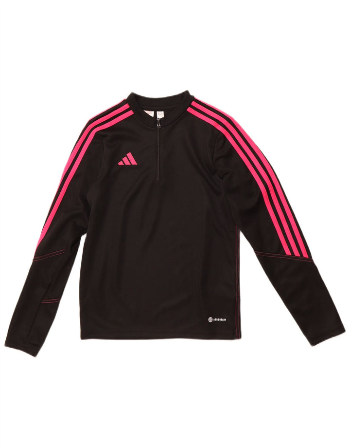 Adidas Mädchen Aeroready Zip Neck Pullover Trainingsanzug Top 11–12 Jahre Schwarz