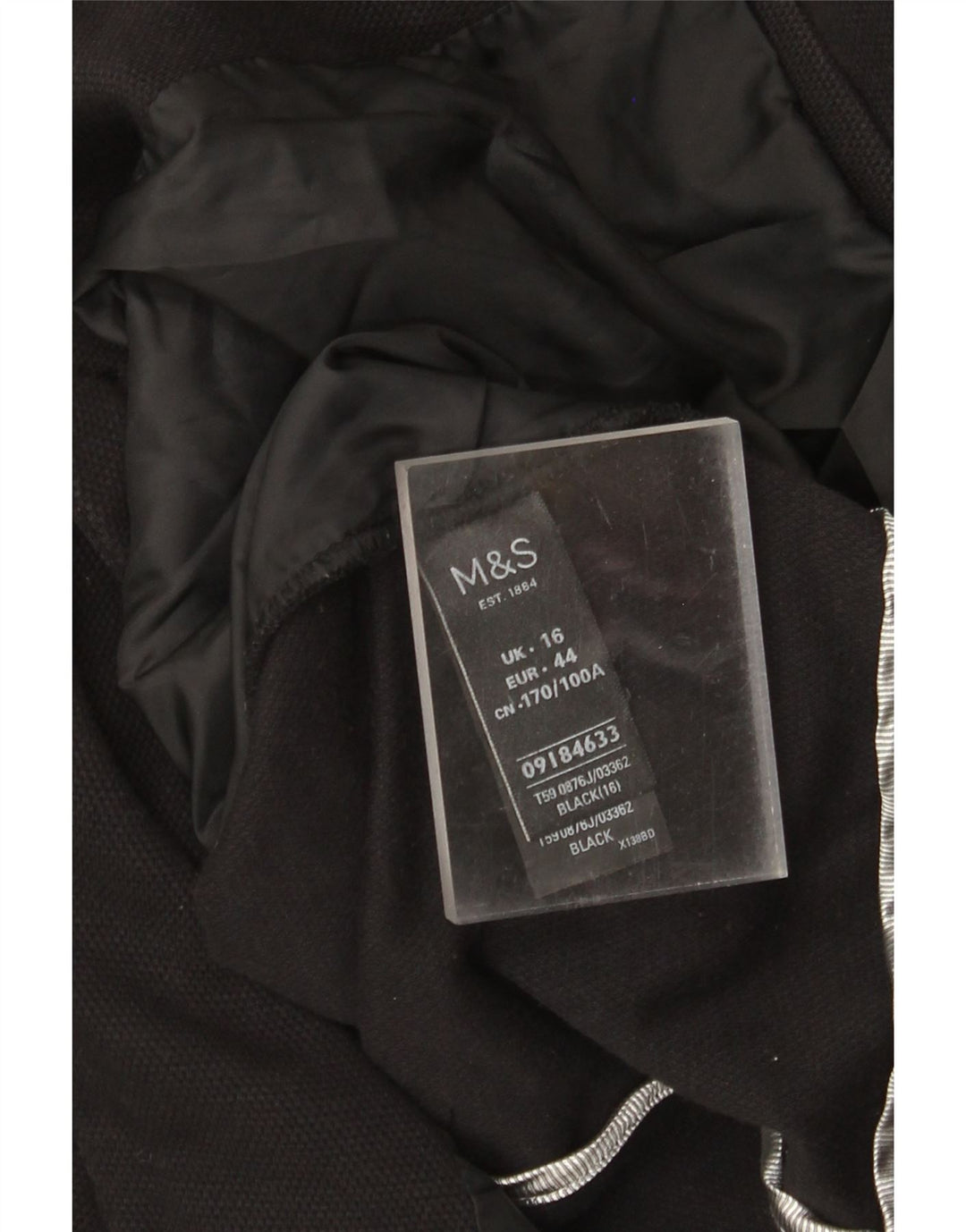MARKS & SPENCER Damen 1-Knopf-Blazerjacke UK 16 Große schwarze Baumwolle