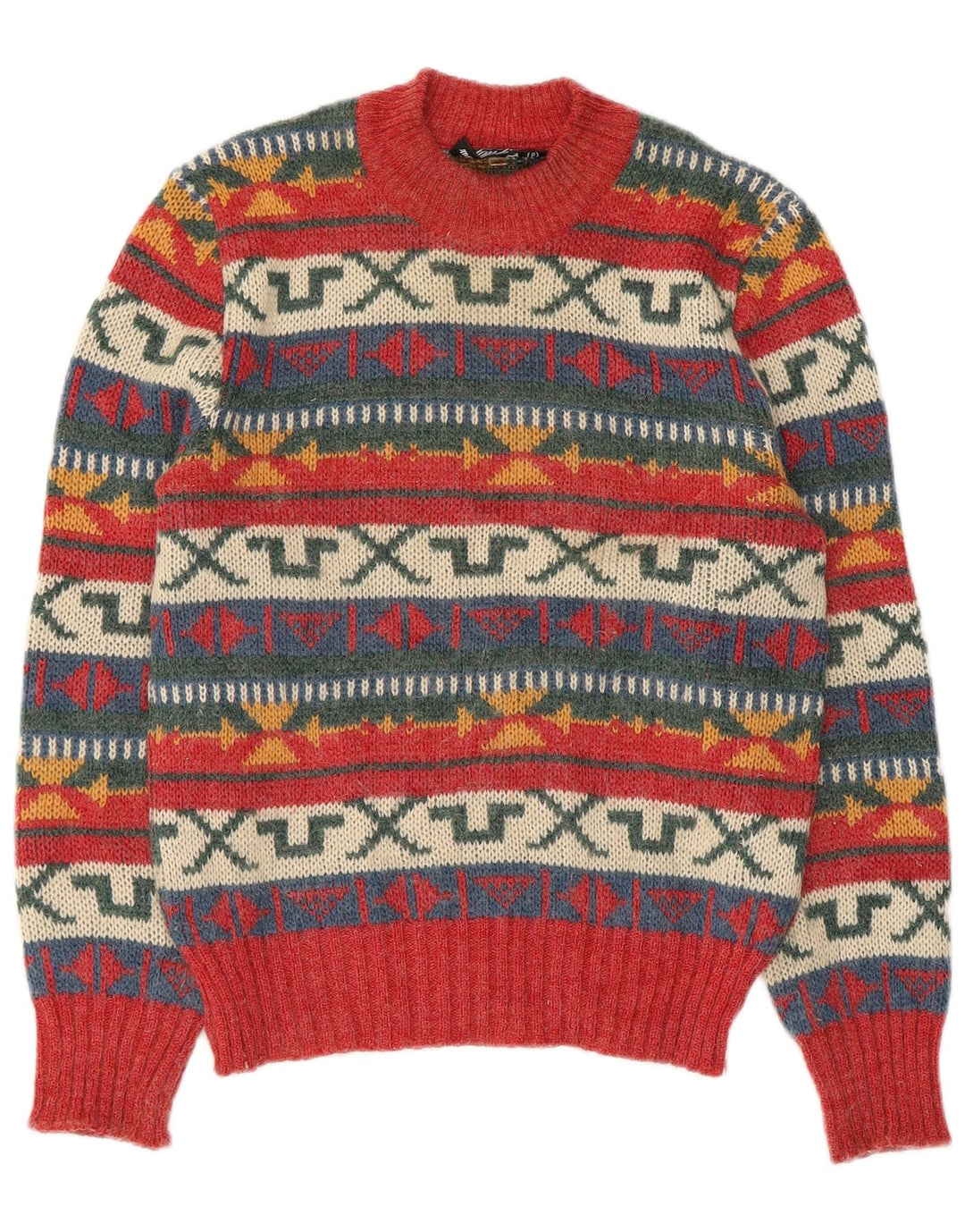 Geyer Damen-Pullover mit Rundhalsausschnitt, Größe 46, groß, rot, geometrisch