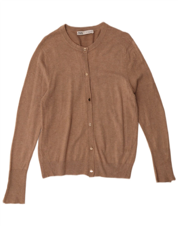 Zara Damen-Cardigan-Pullover UK 14 Large Braun