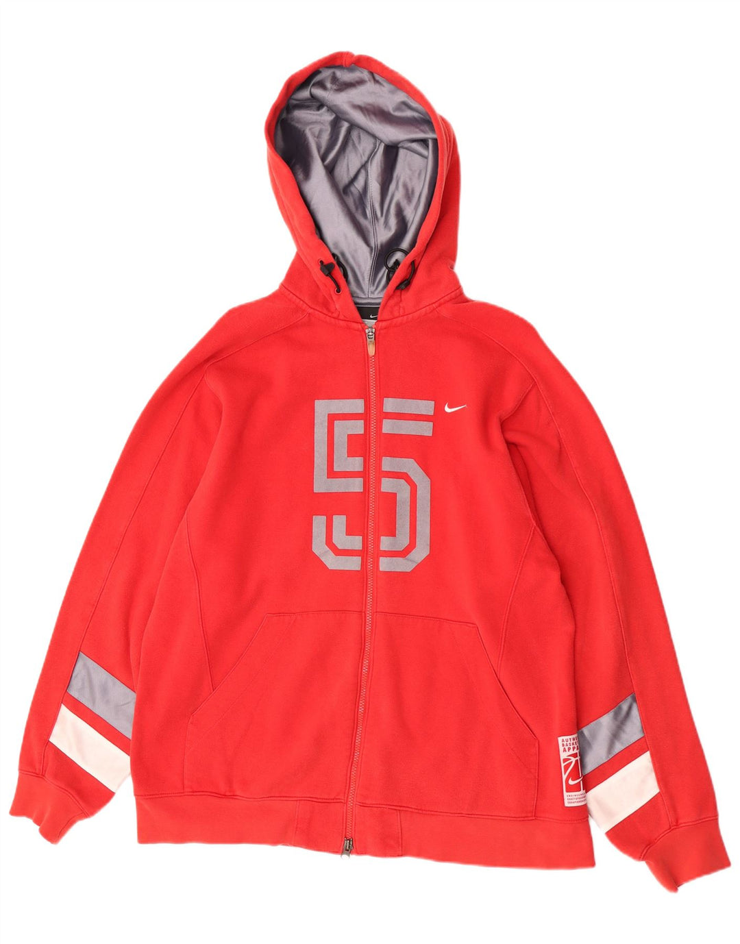 Nike Herren-Kapuzenpullover mit grafischem Reißverschluss und mittelroter Farbblock-Baumwolle