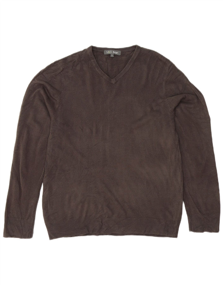 Marks & Spencer Herren-Pullover mit V-Ausschnitt, groß, Acryl, Grau